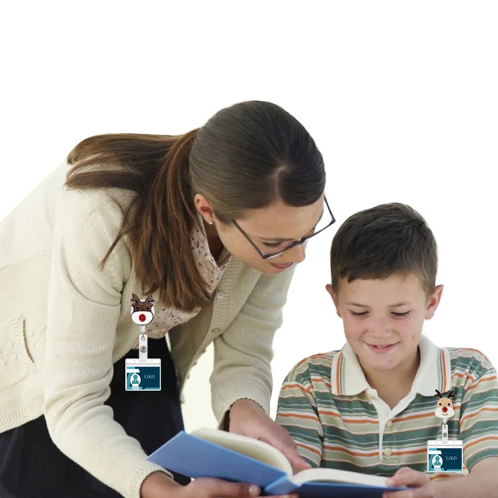 Porte-Badge rétractable pour infirmière sur le thème de noël, 8 pièces, pour infirmières, assistants médicaux et enseignants, porte-carte d'identité