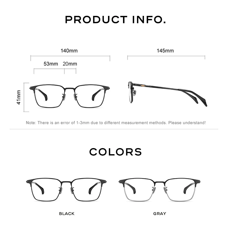 CAPONI وصفة طبية الرجال نظارات التيتانيوم النقي نظارات الكمبيوتر التقدمية الكلاسيكية مكافحة بلو راي القراءة النظارات السوداء PJ7527
