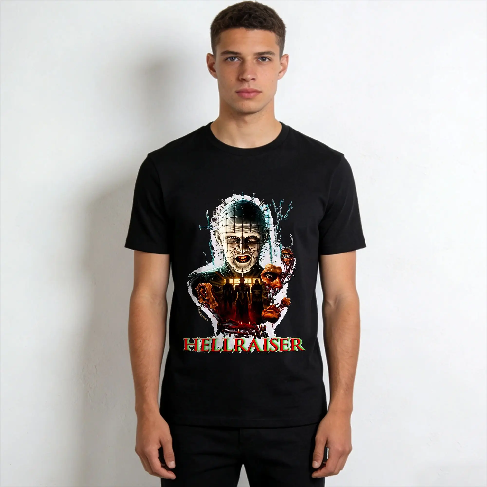 Hellraiser Horror Movie   T-Shirt For Men Summer  Streetwear T-Shirts O Neck Harajuku Tee Shirt Oversize Wholesale Clothing