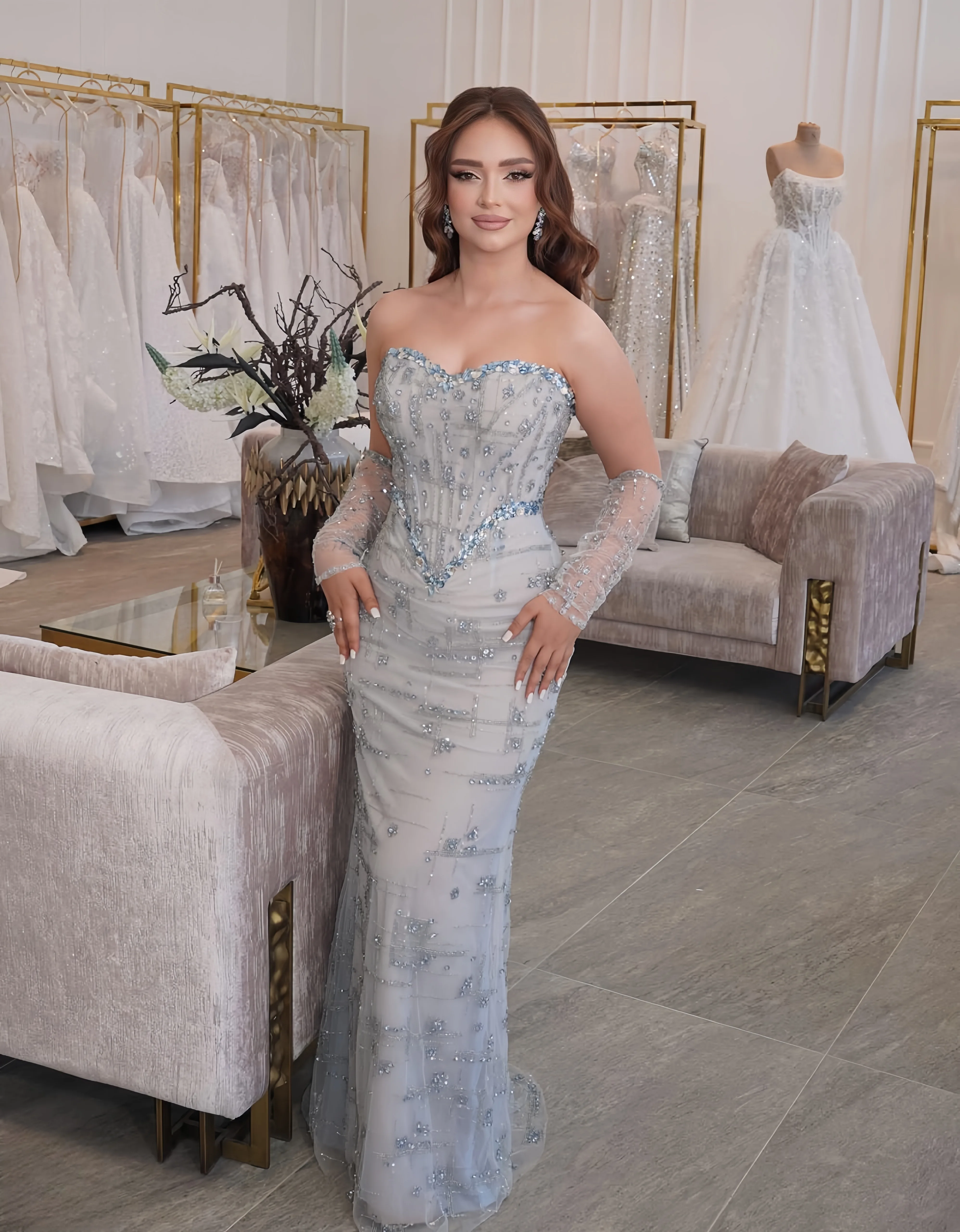 

Customized Sweet collar sleeveless mermaid elegance luxury evening dresses dresses for special occasions Dresses gala