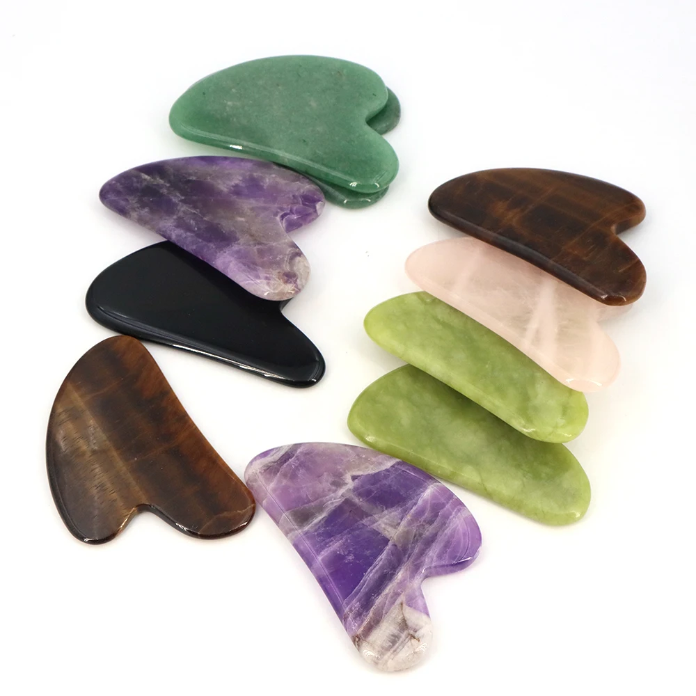 الحجر الطبيعي غوا شا تدليك مجلس الوردي روز كوارتز جمشت غواشا لوحة اليشم الوجه مدلك كاشطات أدوات للرقبة الظهر الجسم #4