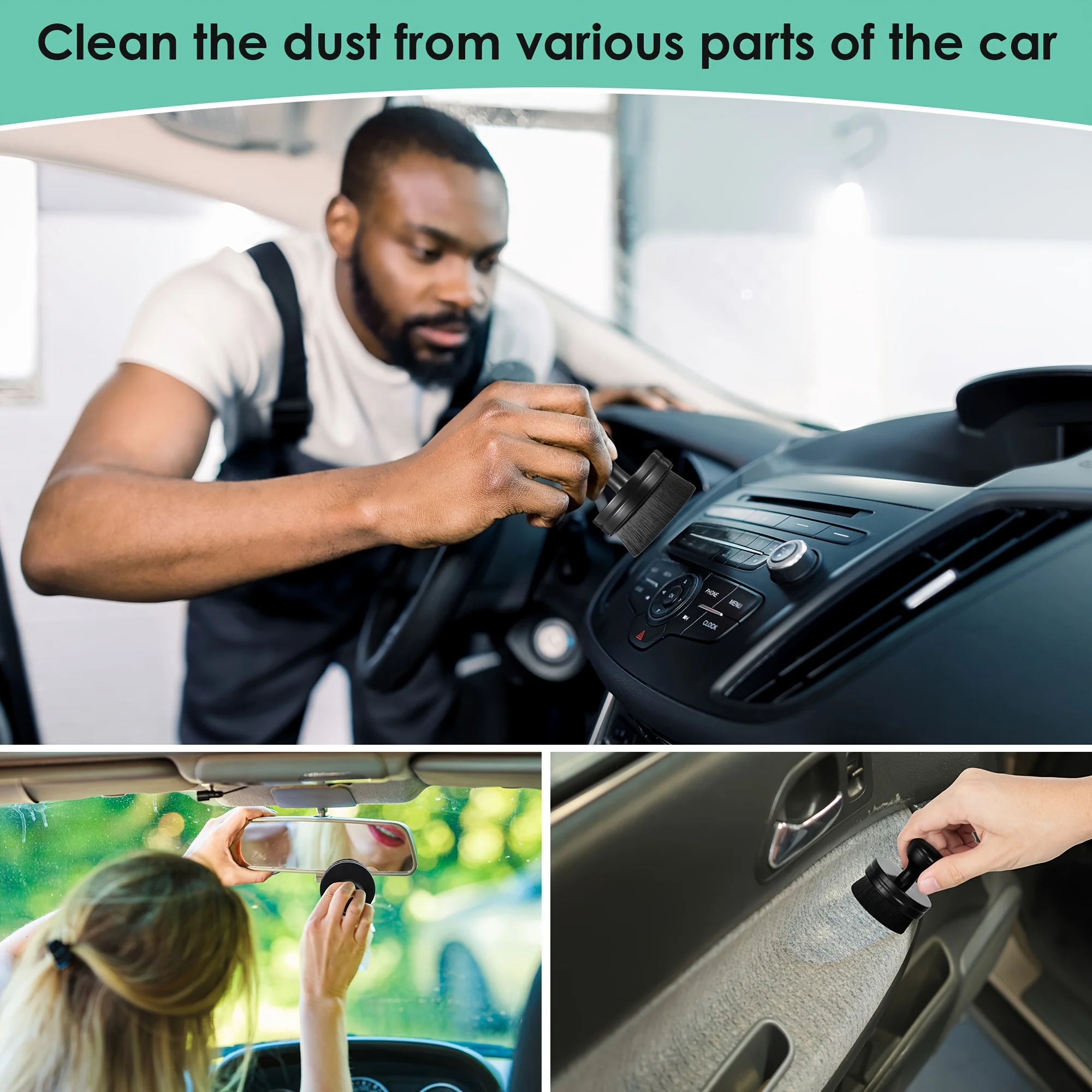 Auto Detail Brush Portable Car Tire Brush With Seal Cover,High Density Soft Detailing Brush For Tire Shine Polish Wax image 4