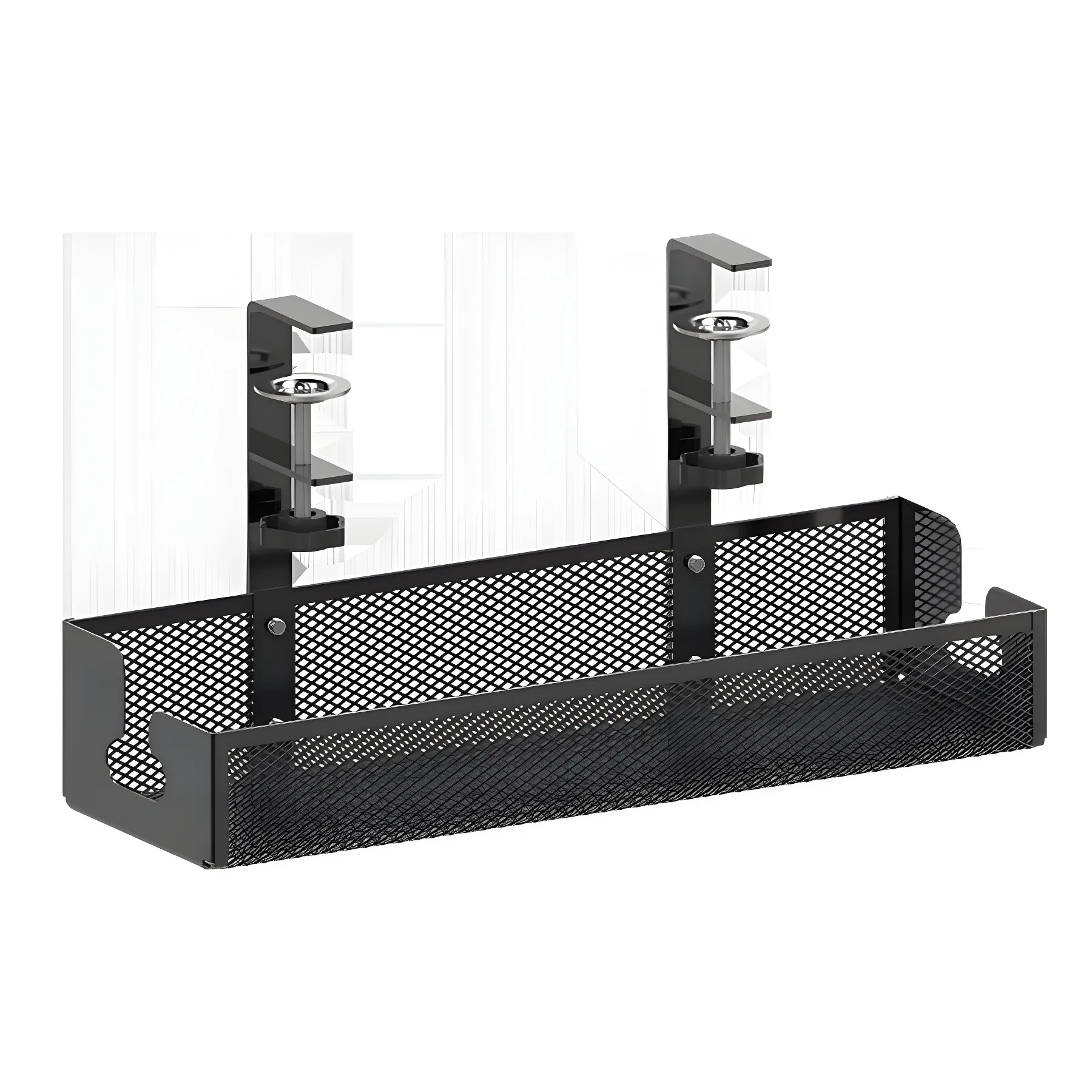 No Drilling Extendable Under Desk Cable Management Metal Cable Tray Under Desk With Clamp Retractable Power Strip Cord Holder