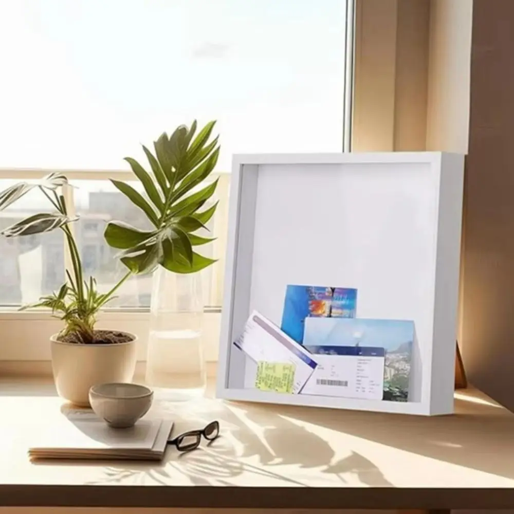 New Wall Mounted Travel Shadow Box Square Transparent Ticket Shadow Box Top Loading Simple Memory Frame Boxes Home Decor