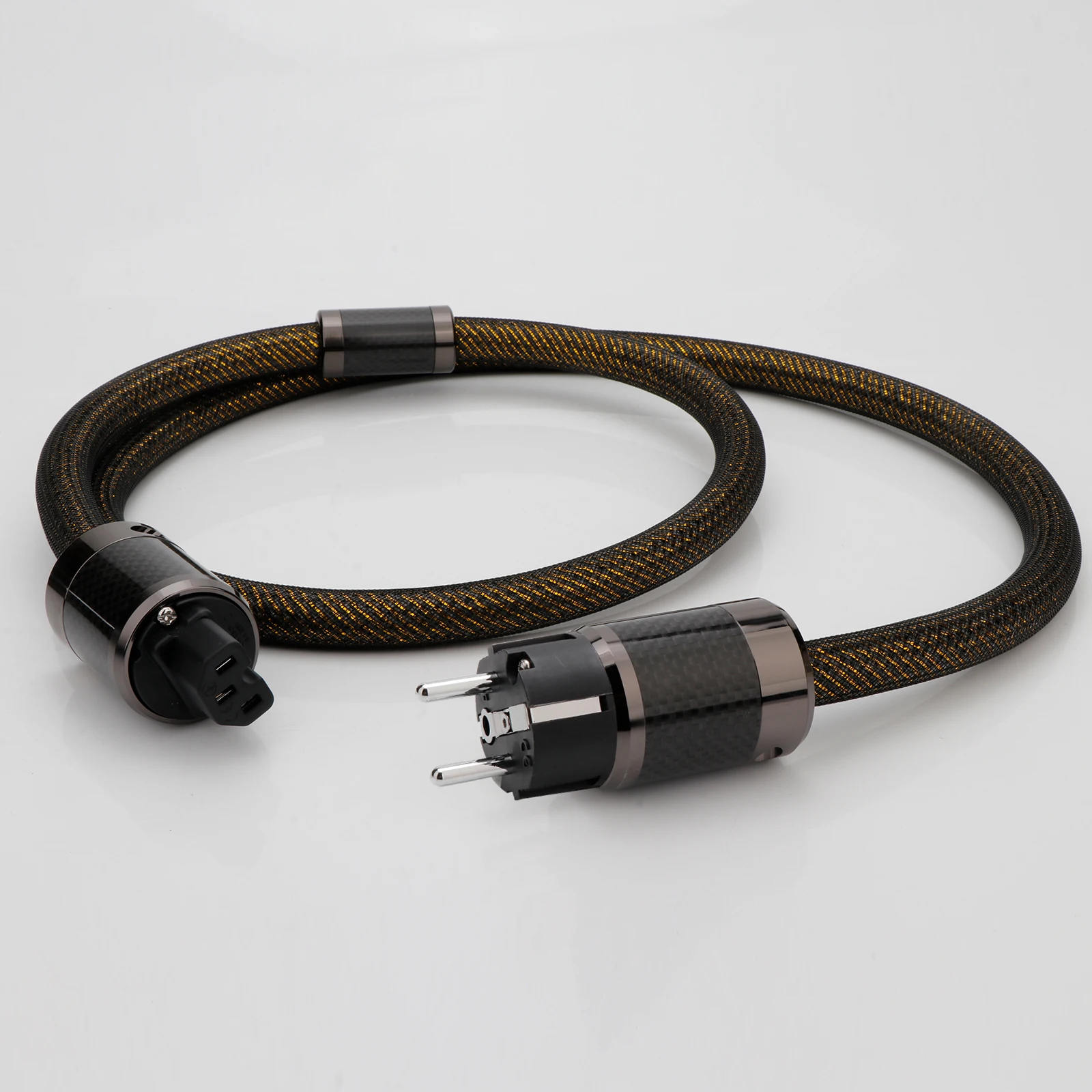 Hifi Schuko سلك الطاقة الفضة النقية الصوت عالية الدقة كابل إمداد الولايات المتحدة القياسية كابل الطاقة ألياف الكربون الروديوم مطلي المكونات