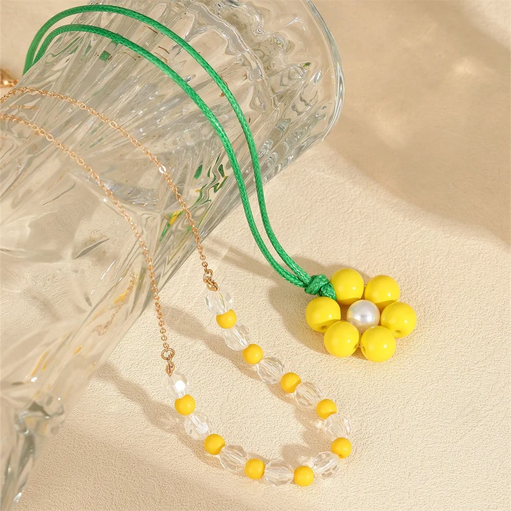 1set Colorful Beaded Floral Necklace Suitable For Casual Vacation Beach Party Holiday Gift image 2