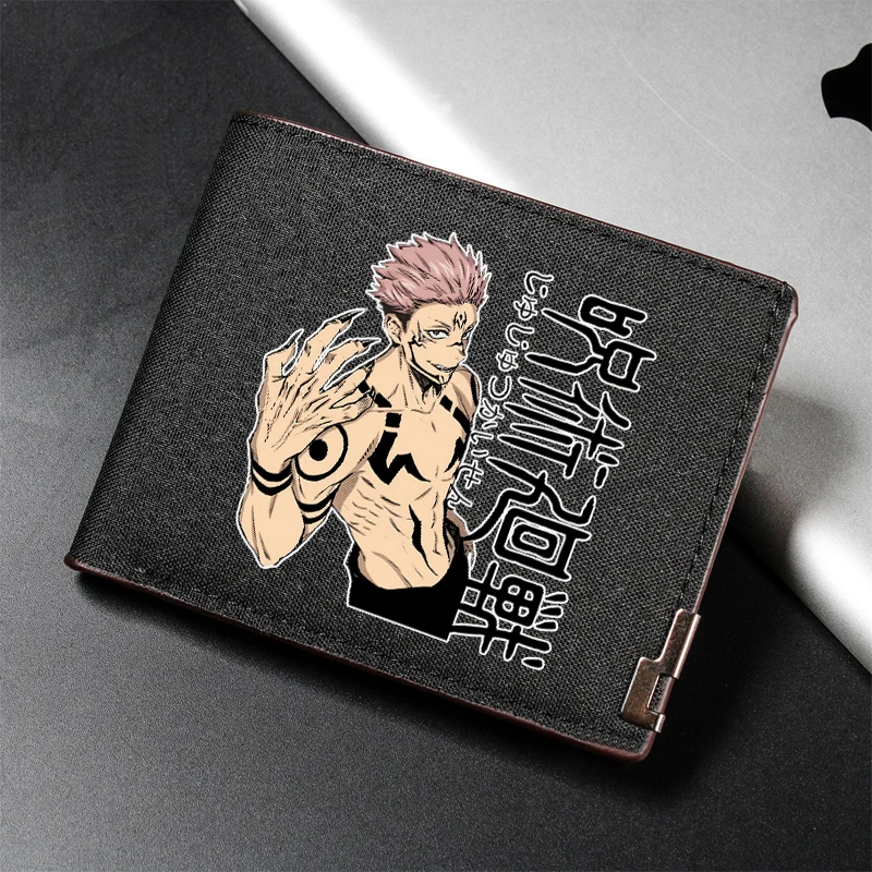 Portefeuilles de mode Jujutsu Kaisen pour hommes, sac à monnaie imprimé de dessins animés, porte-cartes de crédit portable pour homme, style hip-hop, cadeaux