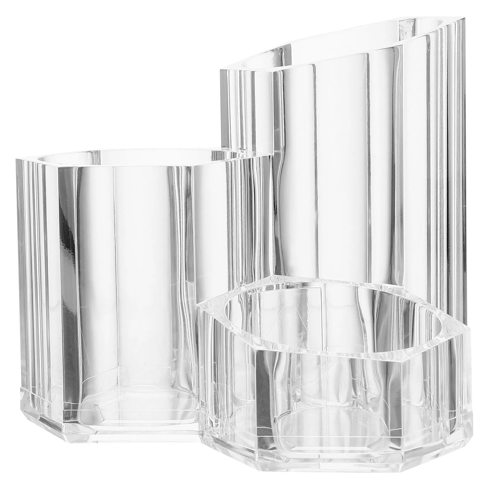 Makeup Brush Organizer Box Acrylic Tools Storage Container with Cover for Brushes Eyeliners Eyebrow Pencils Easy Access