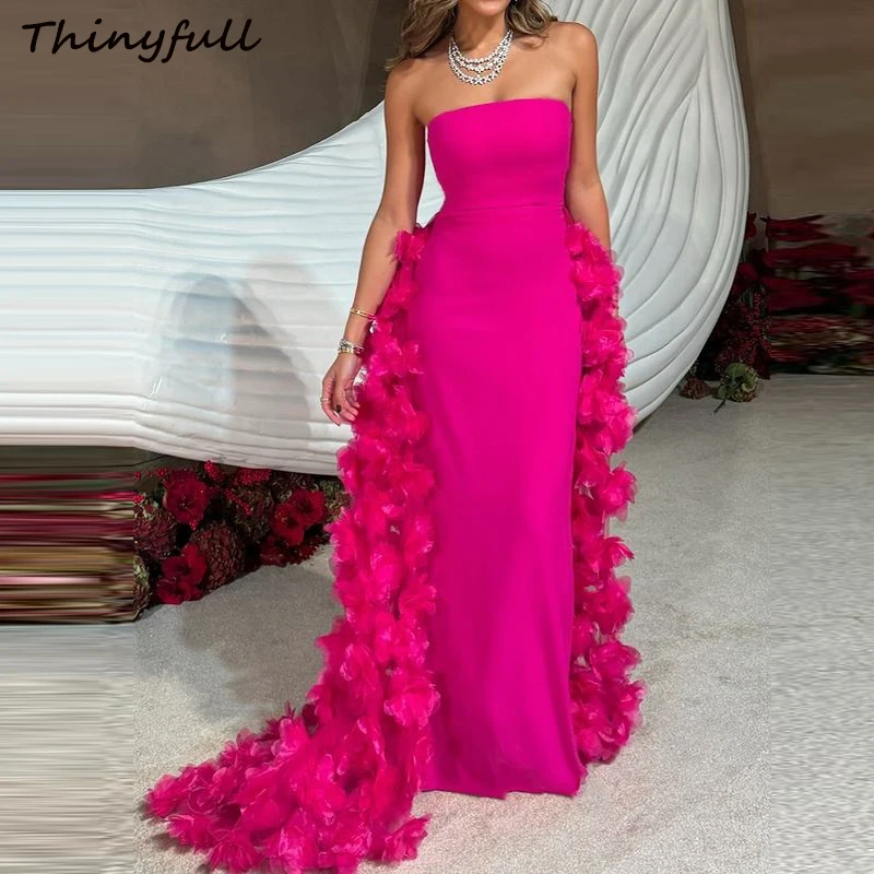 

Thinyfull Mermaid Arab Evening Dresses Strapless Sleeveless Satin Prom Dress Dubai Long 2025 Formal Occasion Gown Customized