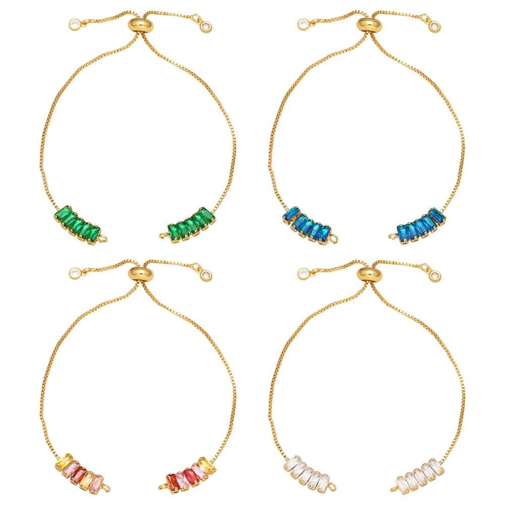 OCESRIO Trendy Multiple Color Bracelet Chain Copper Gold Plated CZ Bracelet DIY Making Jewelry Making Supplies Wholesale cana164