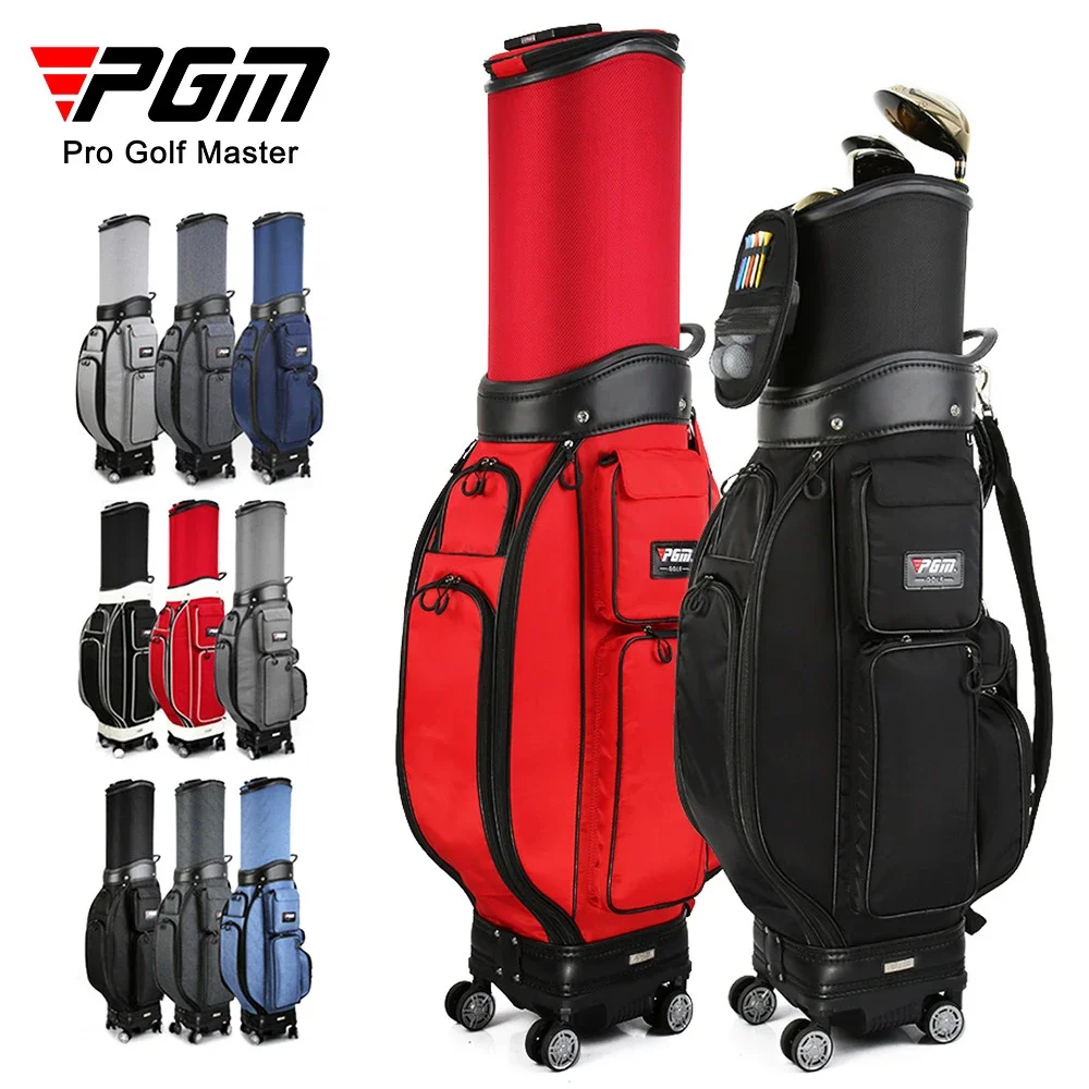 PGM Portable Golf Standard Bag With Wheel,Pulley Double Ball Cap with Rain Cover Golf Bag,Large Capacity Bracket Ball Package