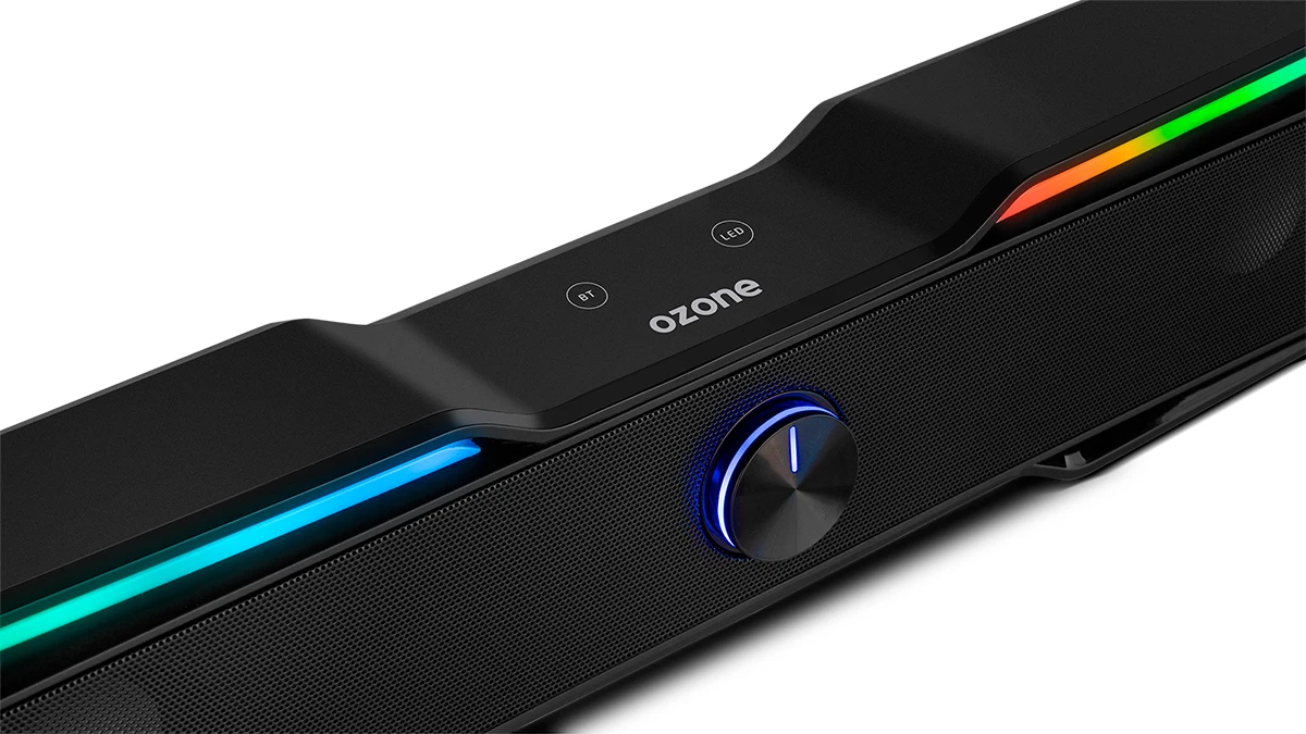 OZON einzigen sound bar-lautsprecher Pc Gaming - 6W RMS, tragbare, Bluetooth, USB, jack 3.5, touch, RGB, Schwarz
