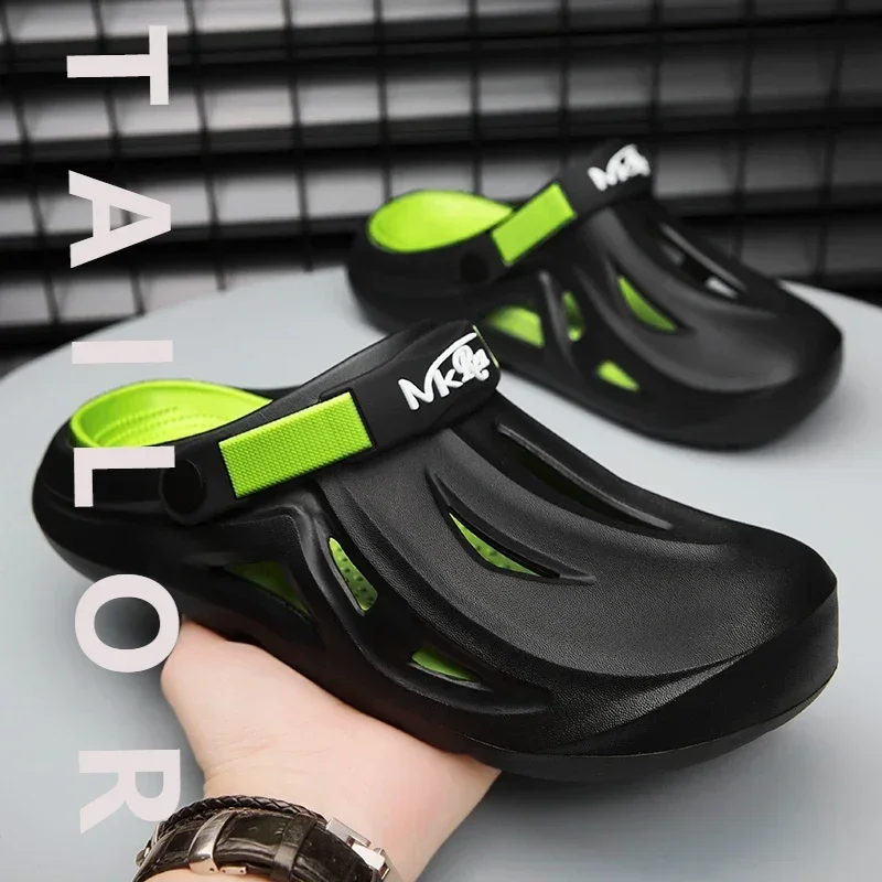 

2025 мужские уличные сандалии, тапочки, пляжные удобные шлепанцы, уличные сабо на толстой подошве, мужская повседневная садовая обувь, мужские пляжные сандалии