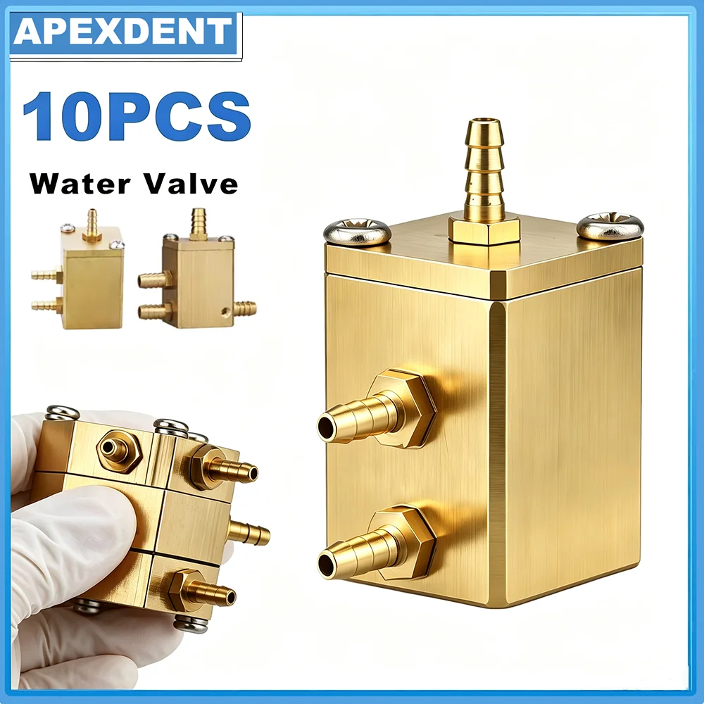 10Pcs Dental Water Valve Copper 3/4 Connector Tooth Chair Spare Parts Dentistry Instruments Accessories