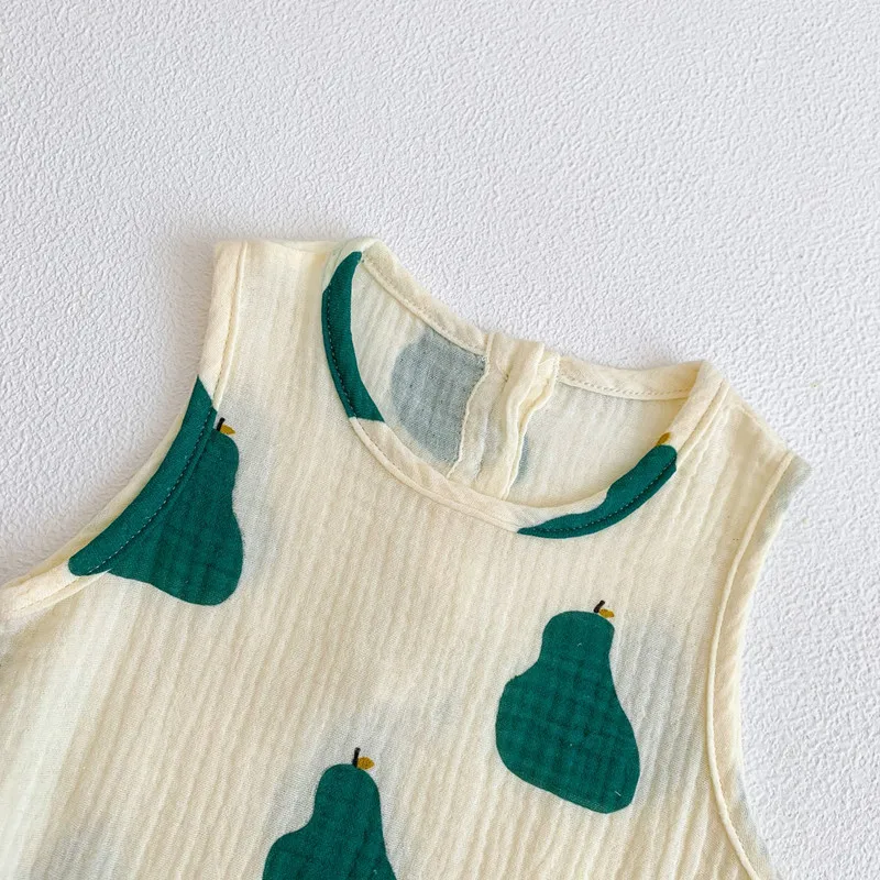 ملابس الاطفال الصيف الفتيات الفتيان الشاش بذلة الوليد القطن رومبير ملابس الرضع 0-24 أشهر