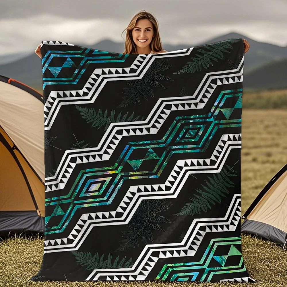 Shell art turquoise pattern Blanket for Sofa Bed Travel Camping Living Room Office Conditioning Blanket for All Seasons Gifts