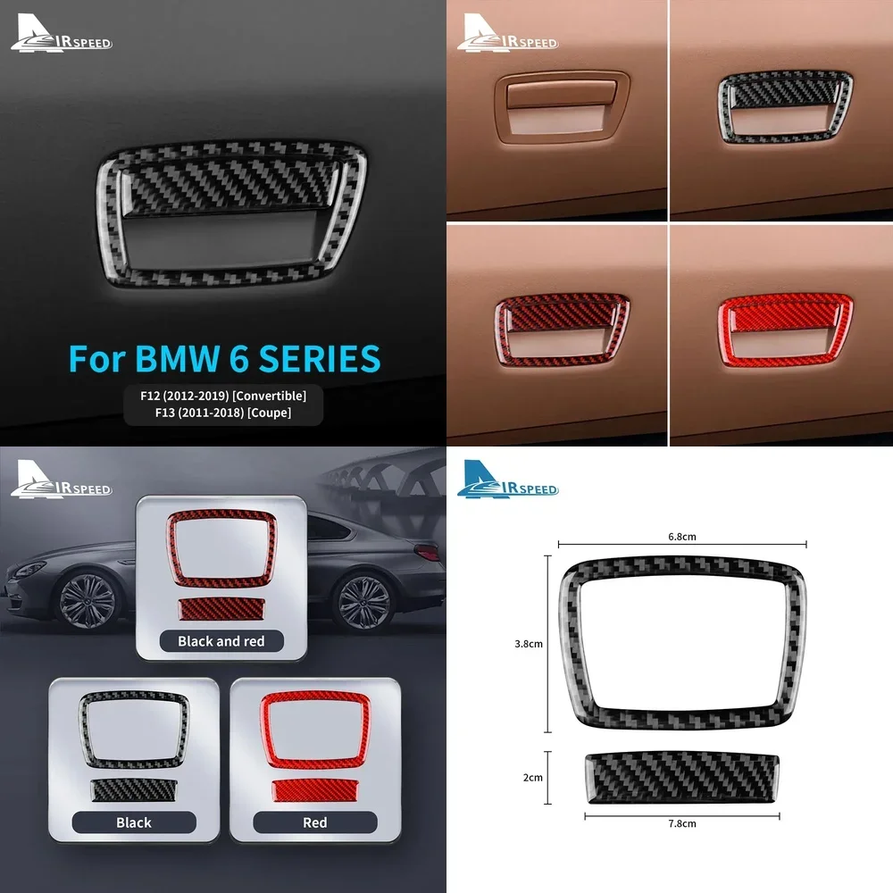 

For BMW 6 Series M6 F12 F13 F06 2012 2018 Accessories Carbon Fiber Sticker Car Co pilot Glove Box Handle Storage Interior Cover