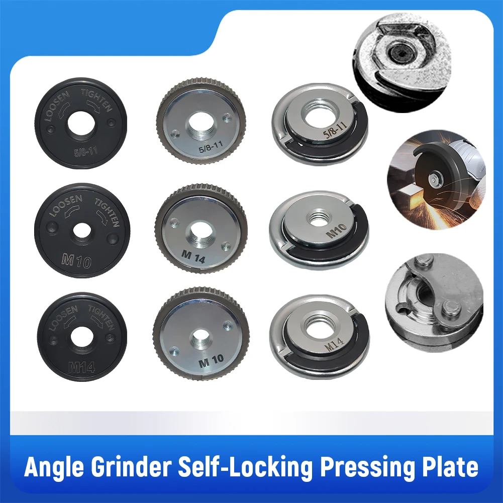M10 M14 5/8inch -11 Thread Angle Grinder Flange Nut Clamping Power Chuck Angle Grinder Pressure Plate for Diamond Cutting Disk