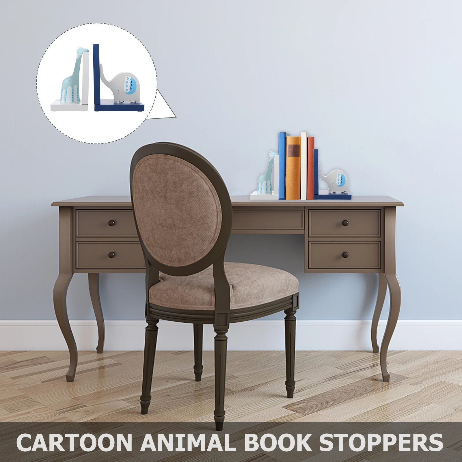 

1Pair Cartoon Animal Wood Book Supports Creative Bookends Organizer for Office Desk Shelf Decoration Wood Book Supports