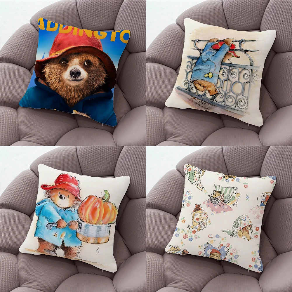 P-PaddingtonS Bear Pillow Case Pillow Case Living Room Sofa Cushion Cover Suitable For Home Bedroom Room Decoration