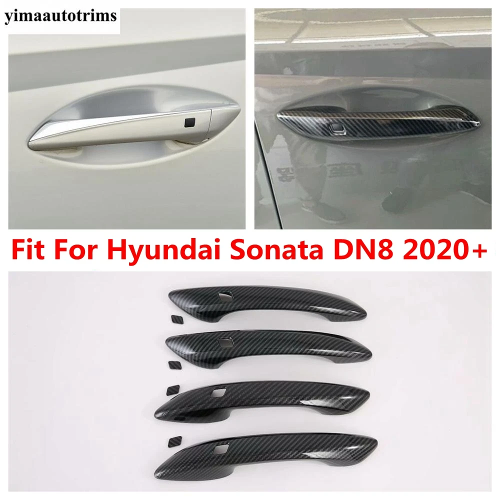 

ABS Carbon Fiber Style Car Exterior Door Handle Grab Cover Trim Sticker Styling For Hyundai Sonata DN8 2020 - 2023 Accessories