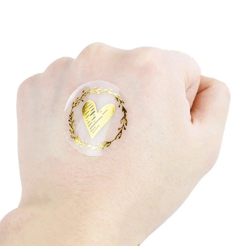 10sheets Bronzing Transparent Sealing Sticker Love Heart Round Gold Silver Black Envelop Candy Bag Lables for Baking Gift DIY