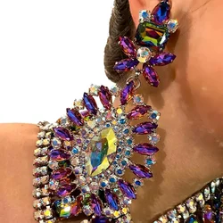 Stonefans Exaggerated Crystal Drop Earrings Large for Women 2024 Queen Accessories Statement Rhinestones Earrings Dangle Jewelry