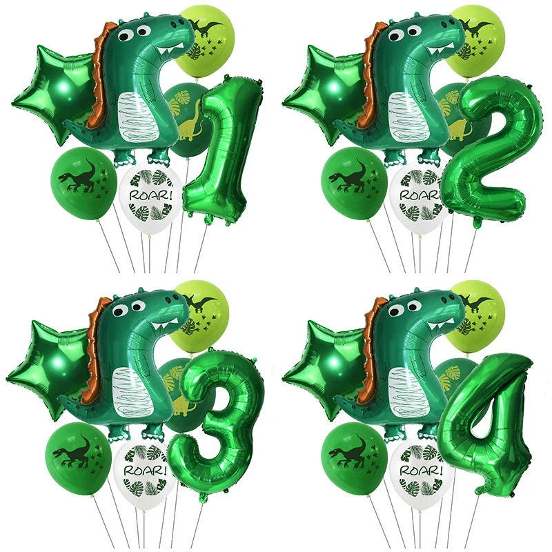 7pcs/set Dinosaur Foil Balloons Boys Animal Balloons Happy Birthday Balloon Baby Kids Birthday Party Jurassic Decoration