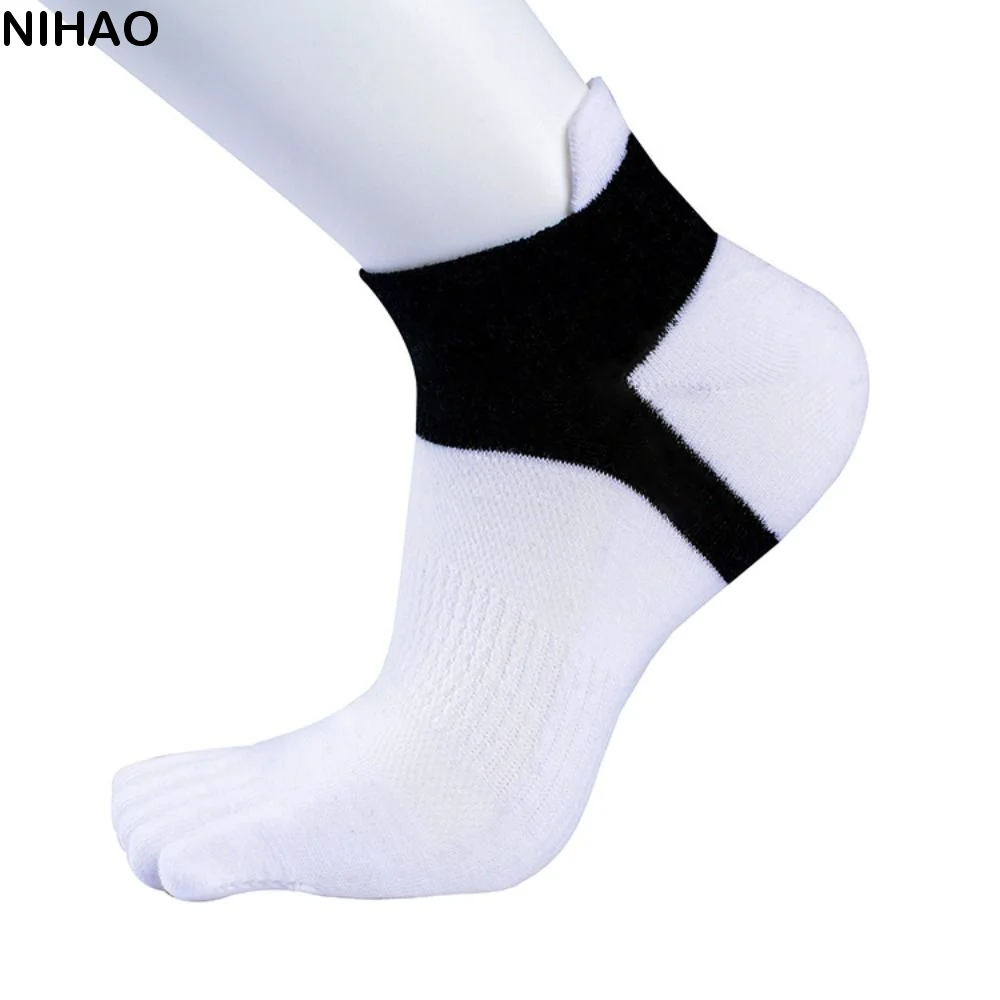 

Cotton Men's Five Toe Socks Invisible Anti Friction Five Finger Sports Socks Patchwork Sweat-absorbing Running Hosiery