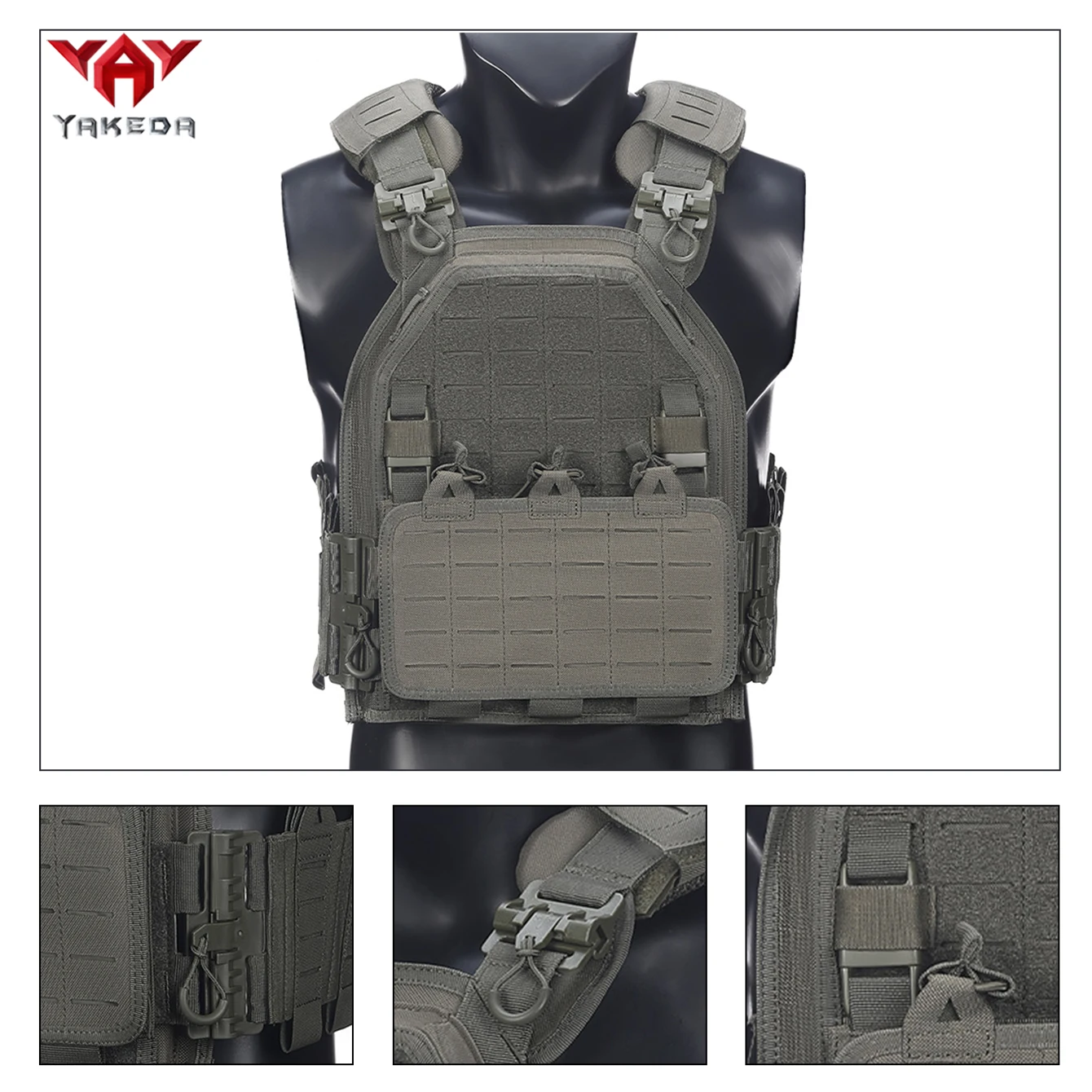 

YAKEDA Hunting Vest Molle Expansion System Hunting Camping Equipment Adjustable and Quick Detachable