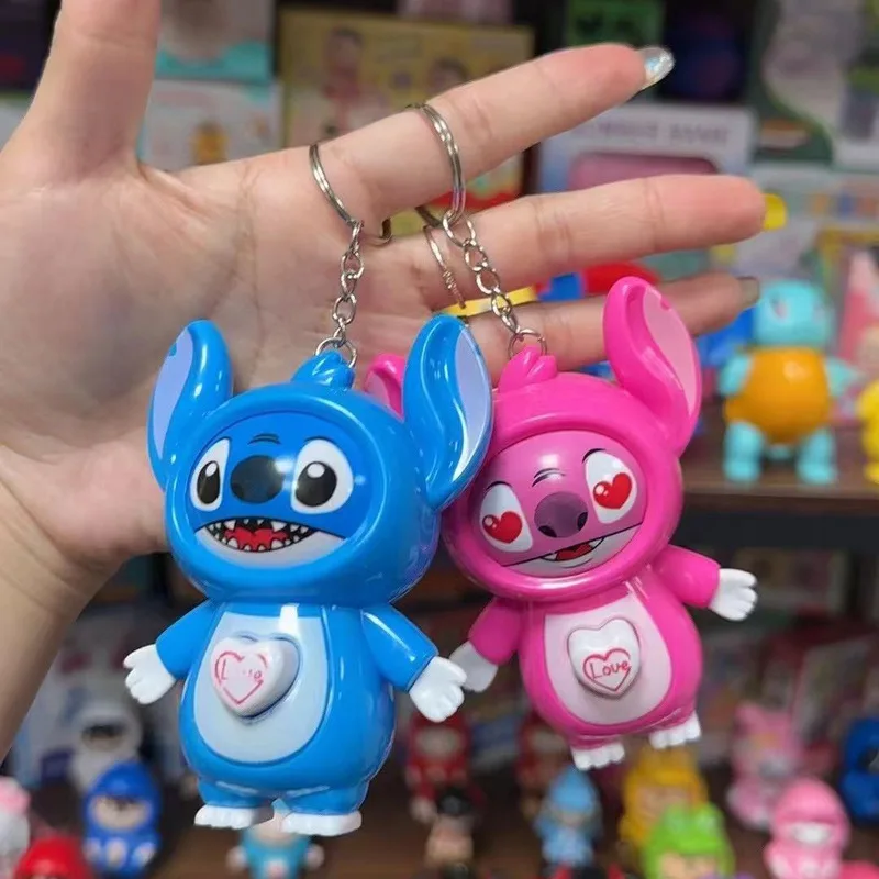 

6pcs Disney Animation Cartoon Creative Face Changing Pendant Toy Cute Lilo & Stitch Expression Toy Doll Keychain Doll