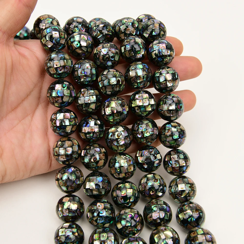 APDGG 18mm Natural Mix Green Paua Abalone Shell Round Ball Loose Beads 15.5\'\' Strand For Pearl Necklace Jewelry Making DIY