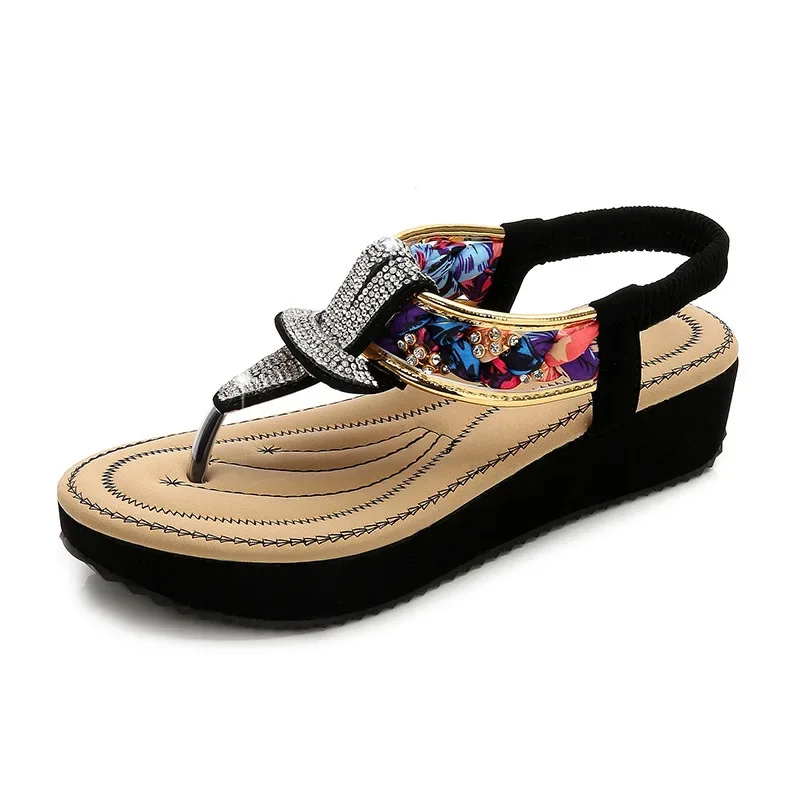 TIMETANG Fashion Summer Women Flip Flops Sandals Ladies Comfortable Crystal Flat With Round Toe Casual Women Sandals ShoesE436