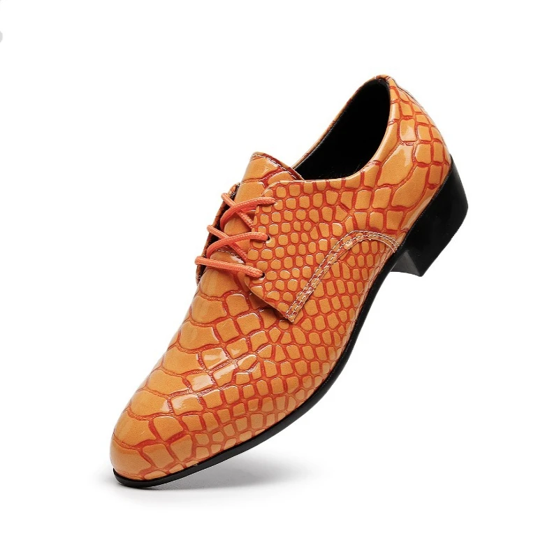 Mens Loafers Men's Snakeskin Grain Leather Lace-Up Wedding Party Shoes Dress Business Office Oxfords Flats Plus Size 40-50