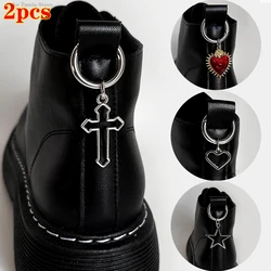 2pcs Metal Hollow Stars Silver Hearts Pendant Boots Shoes Buckles Decoration Party Jewelry Diy Snap Hook Women Shoes Accessories