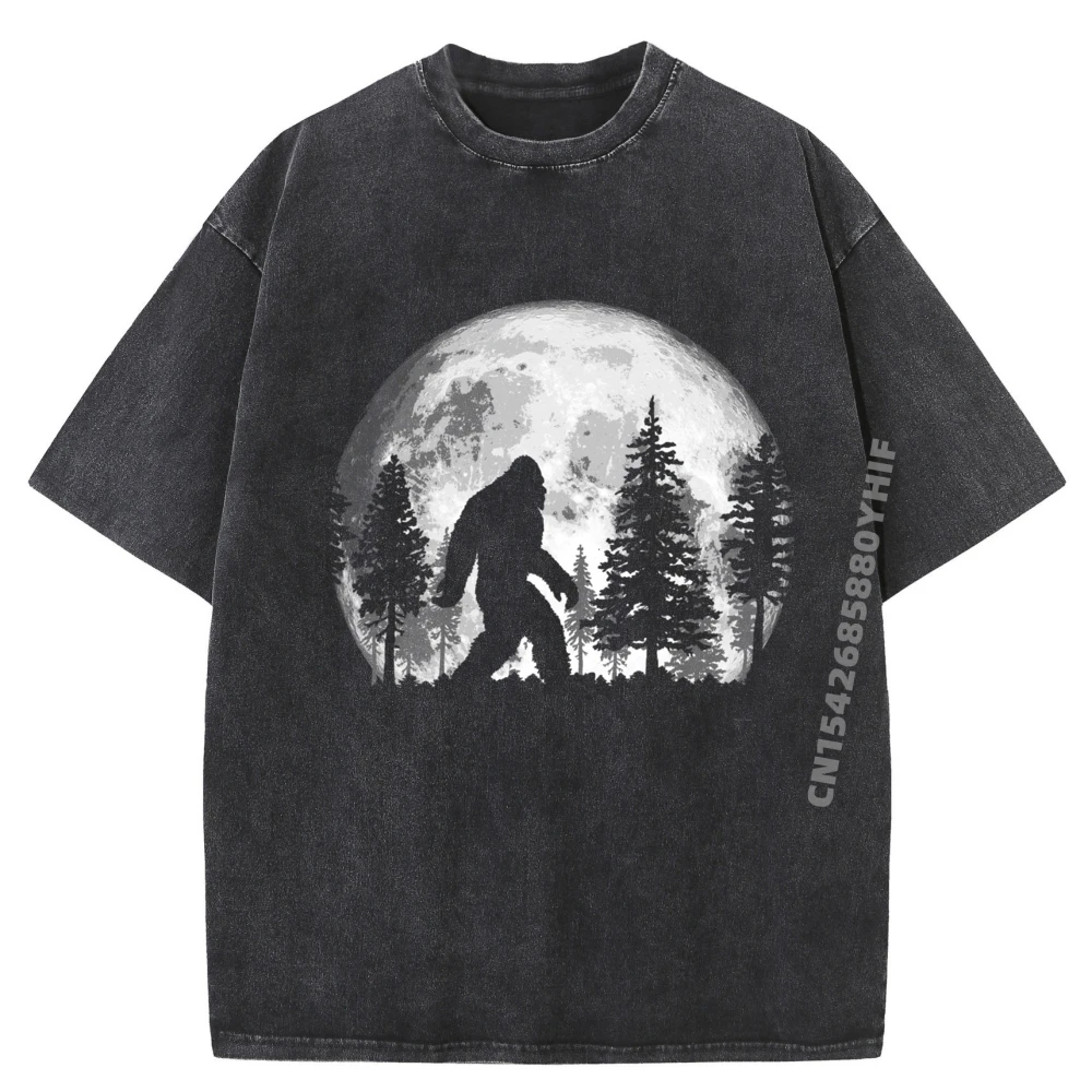 

Свободная женская футболка для мужчин Bigfoot in the Forest, топы на день рождения, футболки премиум-класса, хлопковая повседневная футболка с короткими рукавами, потертый принт