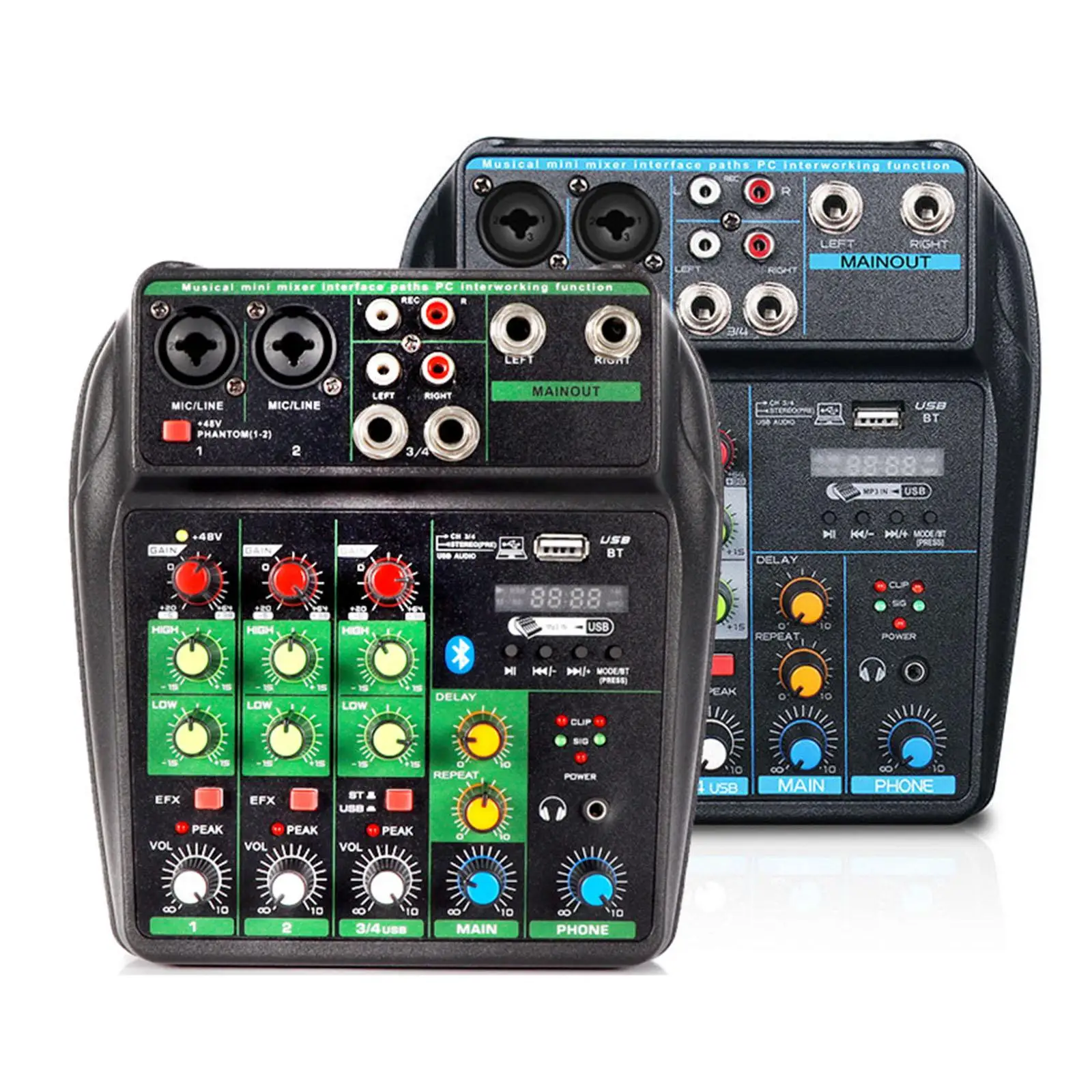 4 Channel Mixer with Sound Board for DJ Mixing Instrument Recording Webcast