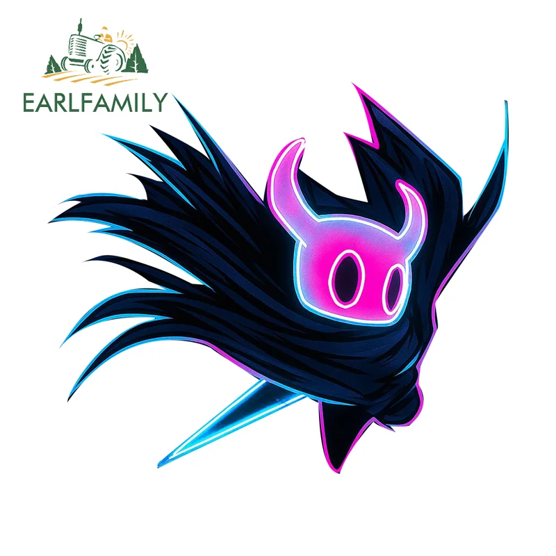 

EARLFAMILY Neon Hollow Knight Car Sticker Kawaii Anime Luggage Sunscreen Vinyl Decal Laptop Cute Occlusion Scratch Decoration