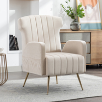 LVHOM Comfortable Lounge Chair with Luxurious Velvet Fabric, High Back and Curved Armrests, Suitable for Living Room, Office