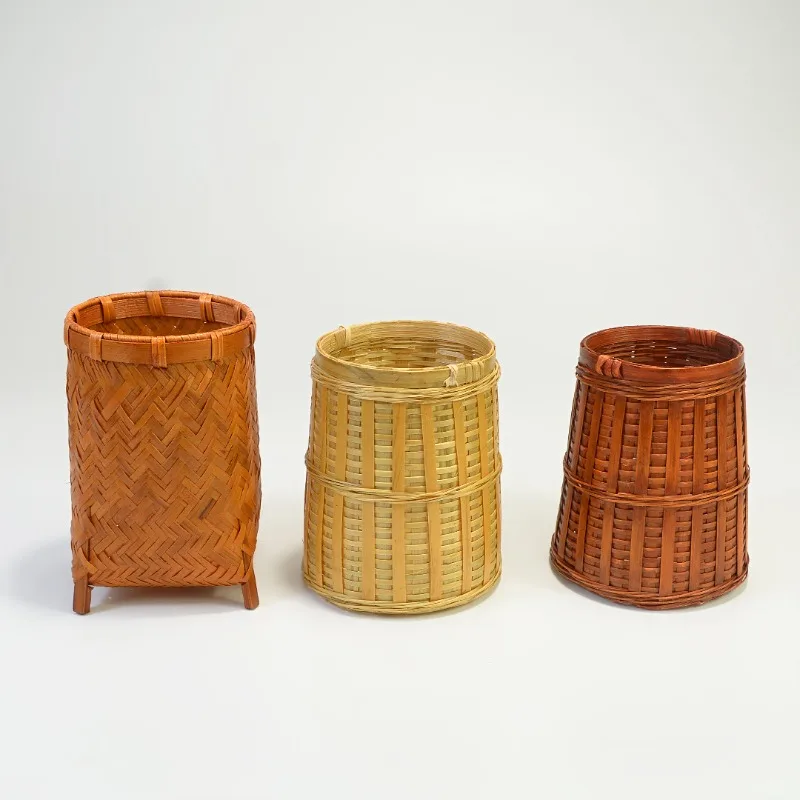 حامل القرطاسية حامل ماكياج حفل الشاي صفر مع سطح المكتب حفل الشاي تخزين ستة السادة أنبوب الروطان النسيج حامل قلم