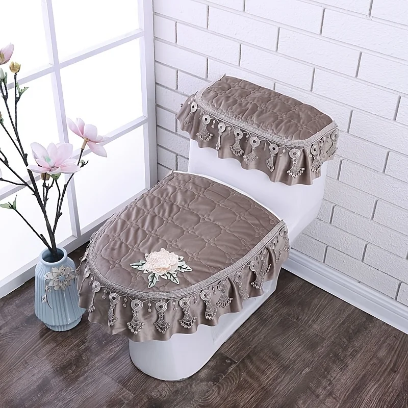 New Home Toilet Ring Cover Simple Style Solid Color Toilet Seat Cushion Set Bathroom Universal Toilet Lid Cover Sitting Pads