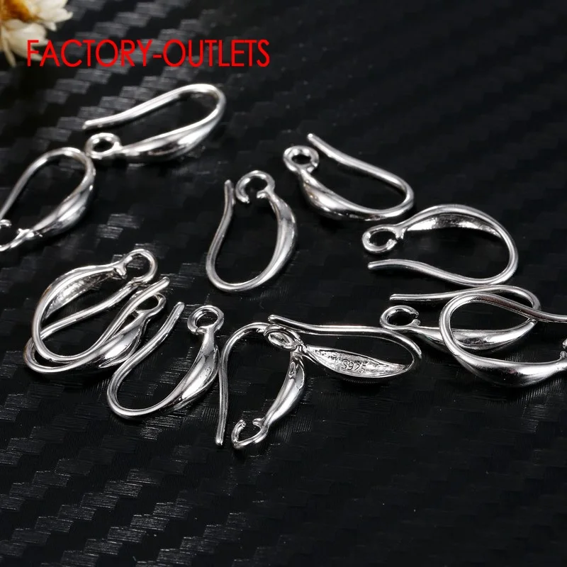 Wholesale 10pcs/lot Genuine 925 Sterling Silver Earrings Findings Fashion Design DIY Making Accessories Earring Hooks