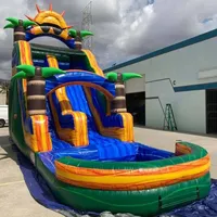 Commercial Outdoor Kids Adults Party Jumping Bouncy Castle Waterslide  Toboggan Gonflable  Inflatable Tropical Water Slide