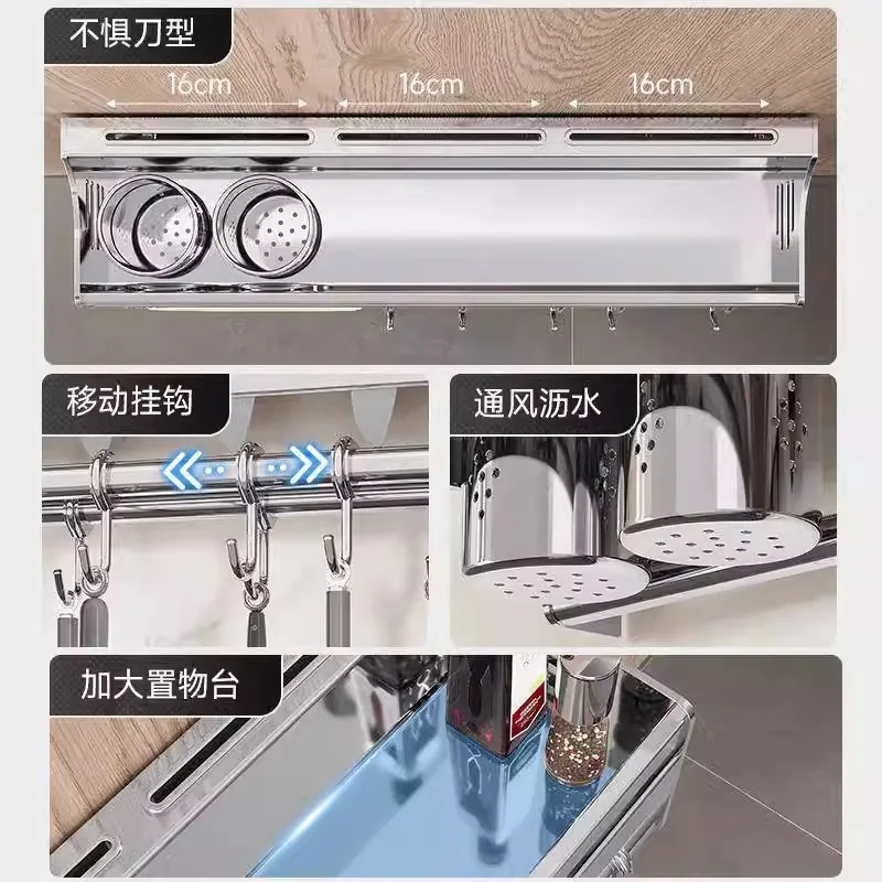 Stainless Steel Wall Mounted Kitchen Knife Rack Modular Slots Hooks Utensil Holders To Cm Length Options Dual Installation