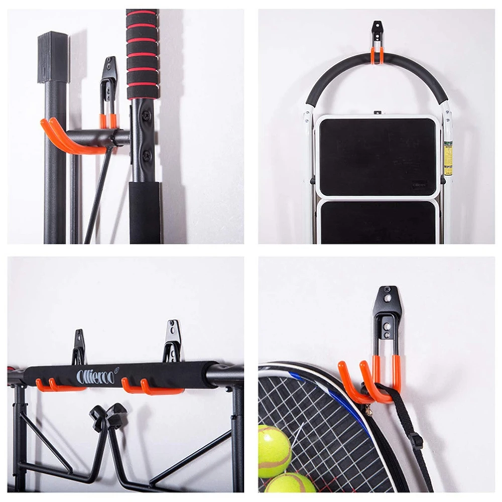 Metal Hook Garage Organizer Wall Mount Bicycle Hanger Hooks Wall Mount Anti-slip Storage Hook For Ladders Garden Tool with Screw