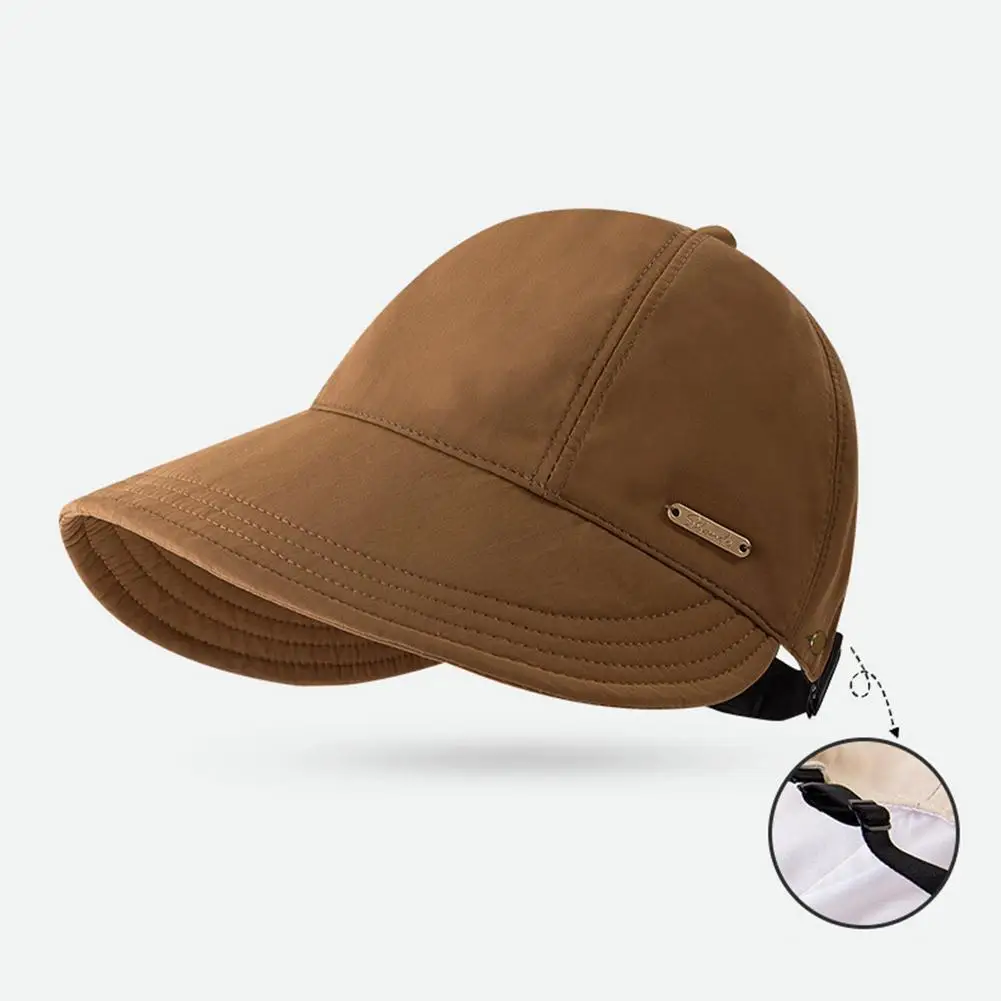 Damen-Fischerhut mit breiter Krempe, UV-Schutz, Pferdeschwanz-Sonnenhut, verstellbar, aus Polyester, für Outdoor-Reisen, Strand, Angeln, Visier, Bucket Cap – Detail 12