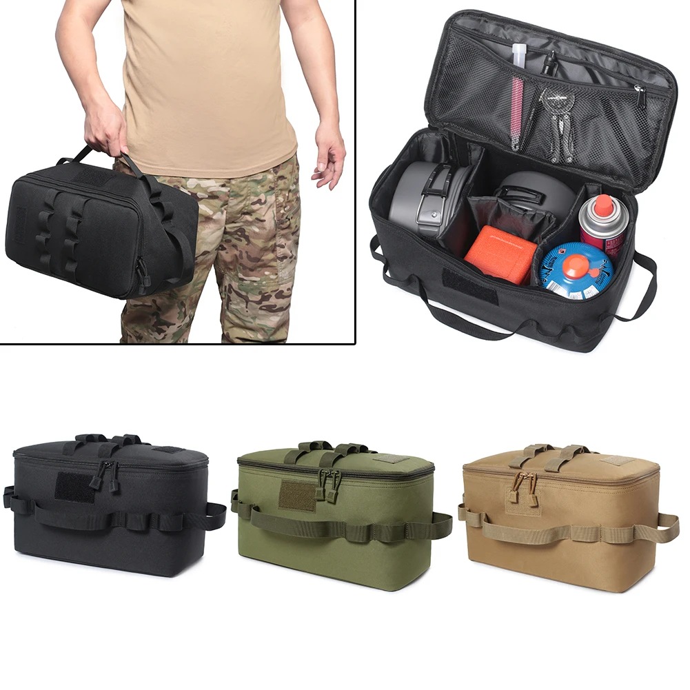 Tactical Pouch Camping Storage Bag Cooking Utensil Organizer Portable Tableware Handbag Picnic Bag for Outdoor Hiking Travel