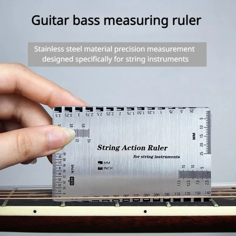 Guitar metal string pitch measurement ruler classical electric guitar tuning neck wrench string height caliper tool ruler 1PC