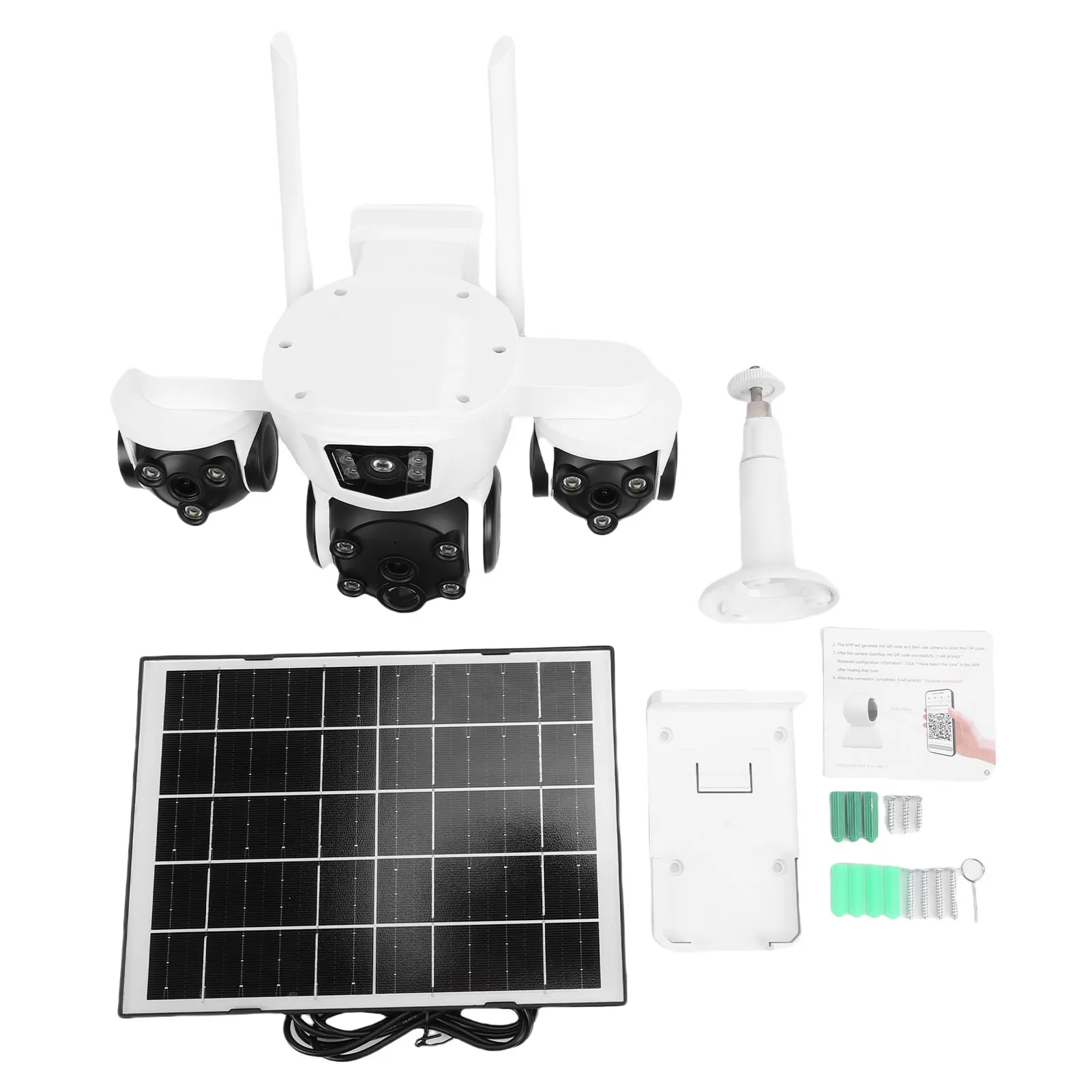 

3 Lens Solar Security Camera HD Human Detection Water Proof WiFi Multi Angle Rotating Outdoor Camera with APP for Home