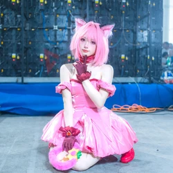 New Tokyomew Mew Mewing Strawberry Ichigo Cosplay Costume Pink Dress Ears Tail To Choose Custom Made
